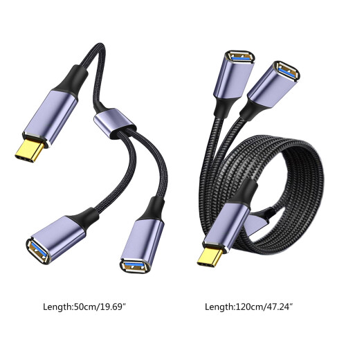 Câble adaptateur OTG USB-C vers USB-A 2 en 1 avec charge rapide 2