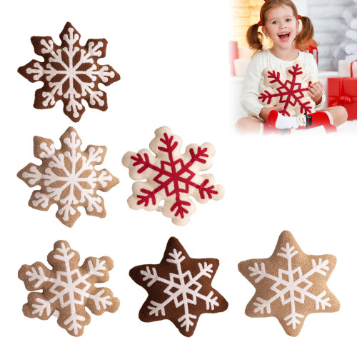 3D Snowflake Christmas Throw Pillow Winter Plush Decor 1