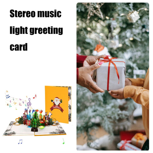 3D Popup Christmas Tree Card with Light and Music Foldable Greeting Postcard 2