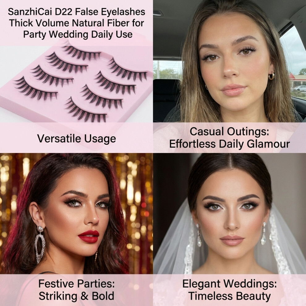 Zhouq-Outdoors 5P Thick Natural Lashes For Party & Daily
