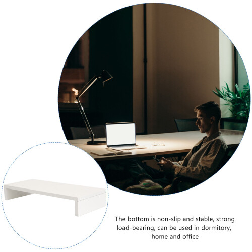 Monitor Riser White Desktop Stand for Neck Pain Relief 2