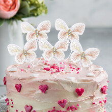 Butterfly Cake Flag Pink Wax Fabric 5x4x1cm