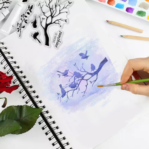 Σφραγίδες σιλικόνης Birds & Branches για κάρτες, scrapbooking, φωτογραφικά ημερολόγια – 1