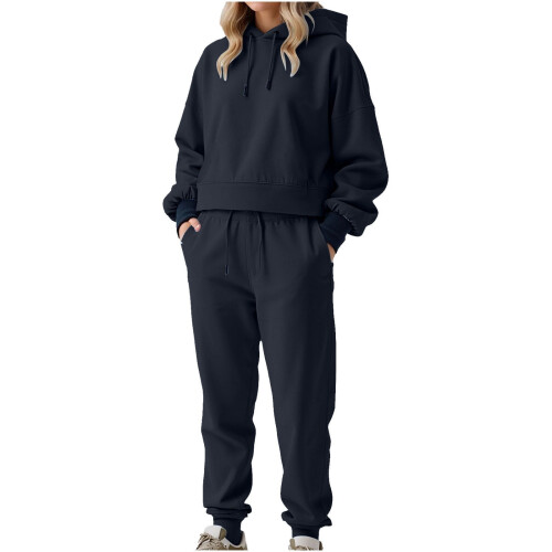 Γυναικείο σετ φόρμας από ιαπωνικό πετσί, Cozy2-Piece, με μακριά μανίκια και στρογγυλή 1