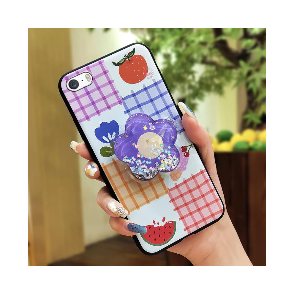 Glitter Cartoon Silicone Phone Case For Iphone 5/5S/Se – Quicksand Kickstand, Waterproof, Rotatable Stand, Soft Tpu Cover 9482726323891