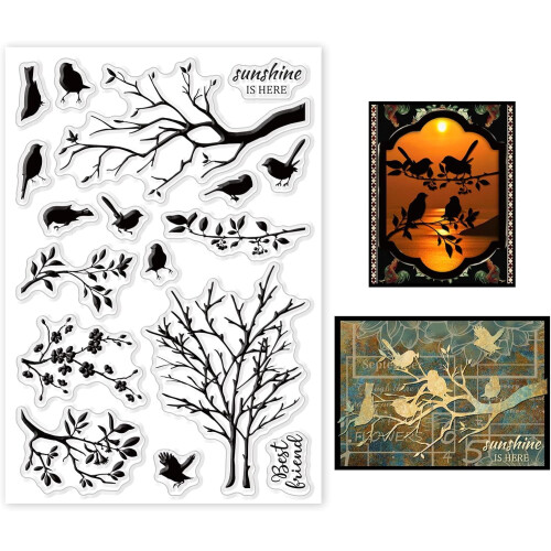 Σφραγίδες σιλικόνης Birds & Branches για κάρτες, scrapbooking, φωτογραφικά ημερολόγια –
