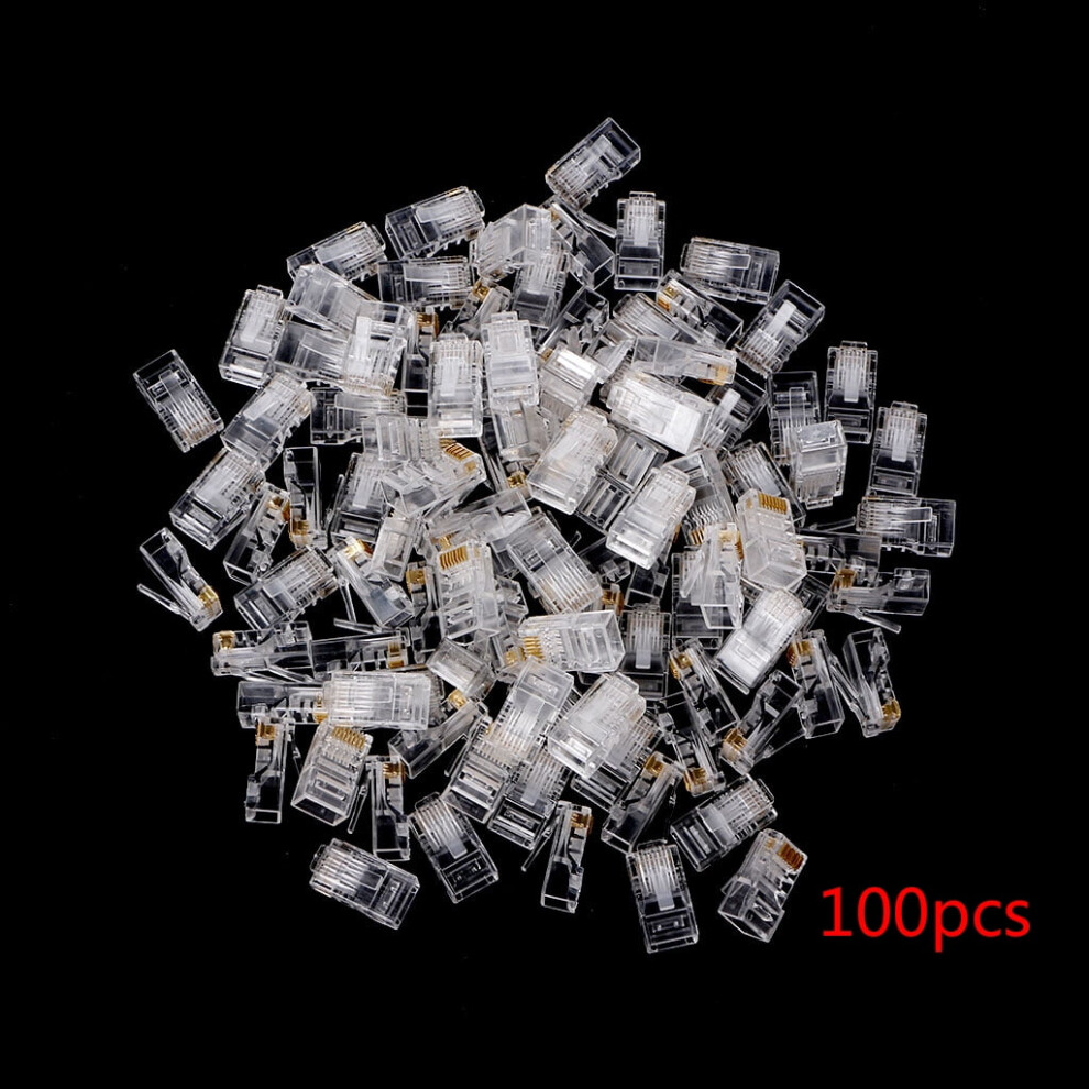 25/100Pcs Plated Rj45 Net Network Cables Modular Plug Cat5 Cat5e Connector 8P8c Modular Rj45 Plug Terminals Gold 9493189671412