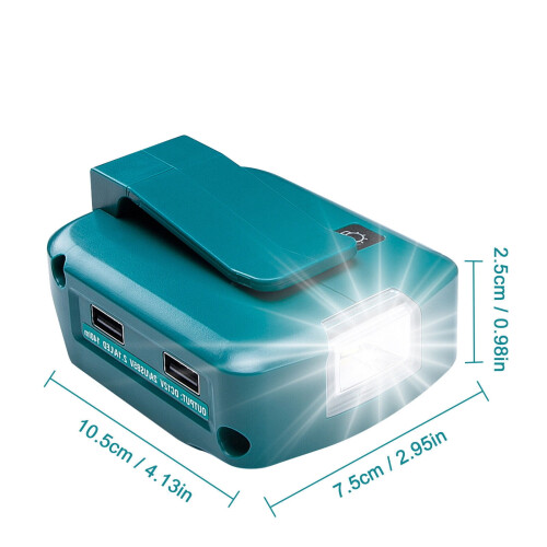 USB power source for 14.4V–18V Li-ion batteries, dual USB 1