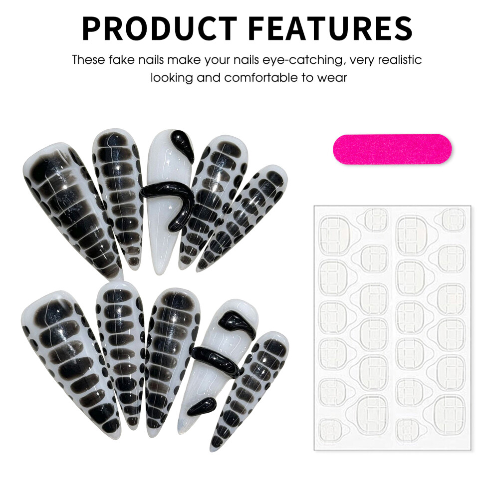 Dachuang Beauty (L) Snake Decor Press-On Nails, Lightweight & Easy To Stick