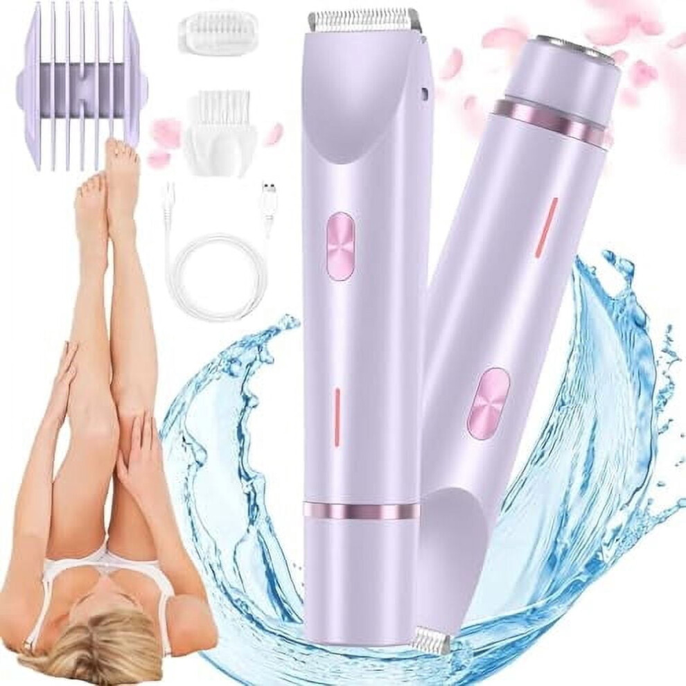 Bikini Shaver for Women, 2 in 1 Electric Shaver for Women, Portable Bikini Trimmer with Removable Head, Wet and Dry