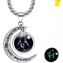 Zodiac Glow-in-the-Dark ketting - Trendy Koreaanse stijl hanger van titaniumstaal voor mannen en vrouwen