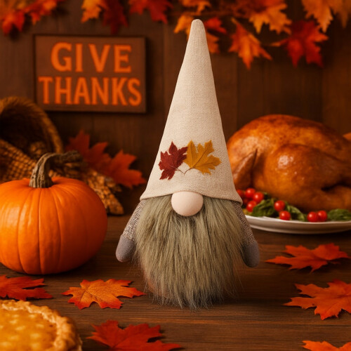 Fall Gnomes Decorations 3D Maple Leaf Plush Stuffed Gnome 1