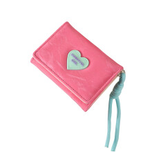 Slim Tri-Fold Heart Wallet for Women with Wrist Strap RFID