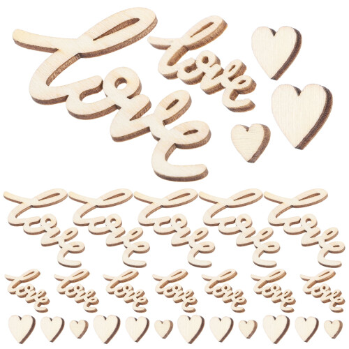 Lettres d'amour en bois beiges (100 pièces)