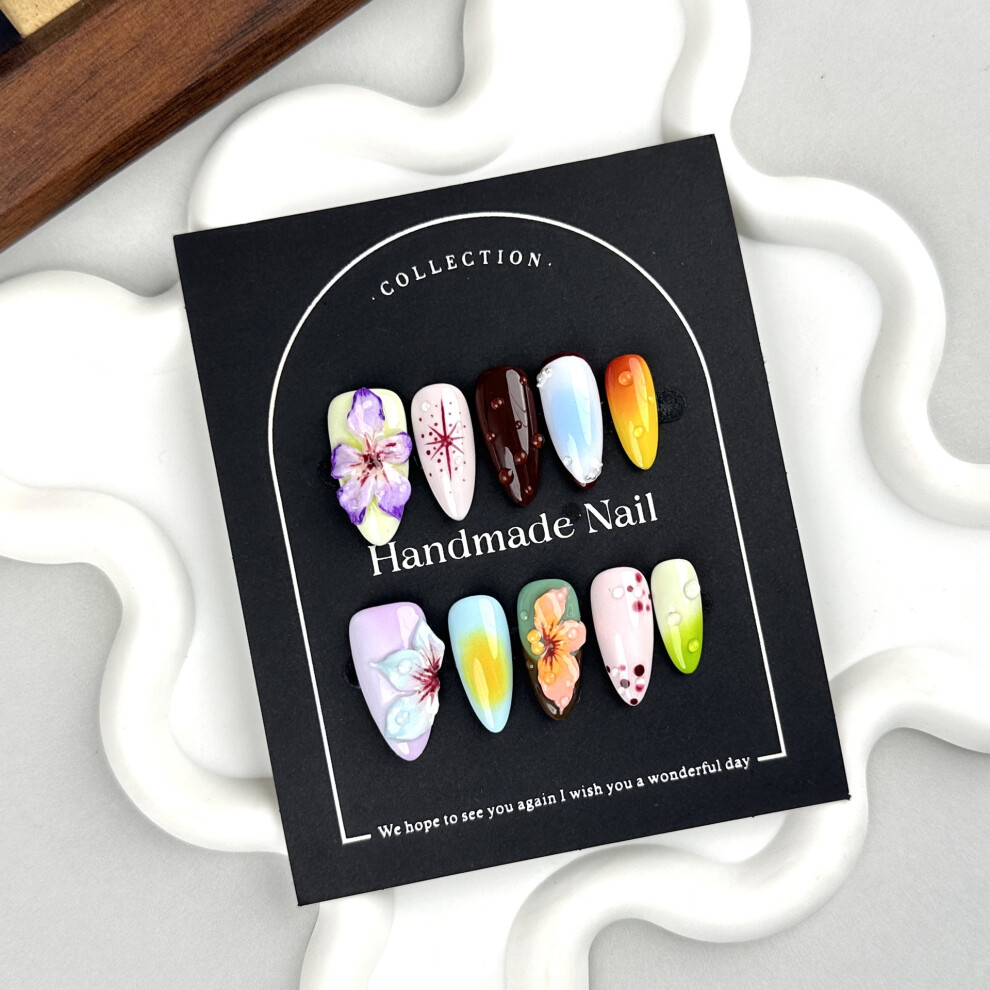Dachuang Beauty (Xs) Colorful Almond Artificial Nails For Nail Art Salon