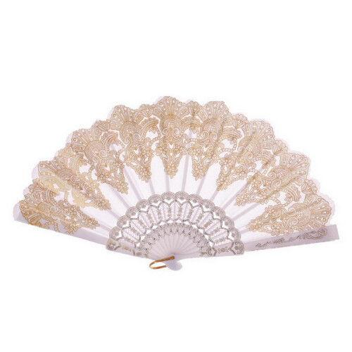 (White) Lightweight Folding Hand Fans for Dance Performance