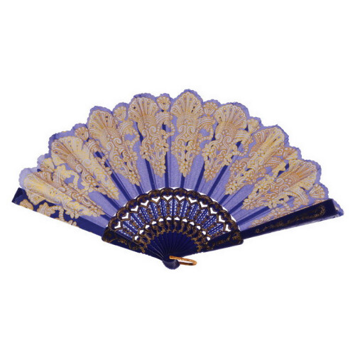 (Sapphire Blue) Lightweight Folding Hand Fans for Dance Performance