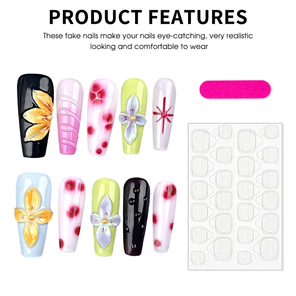 Dachuang Beauty (Xs) Floral False Nails - Long Lasting & Flexible For Women