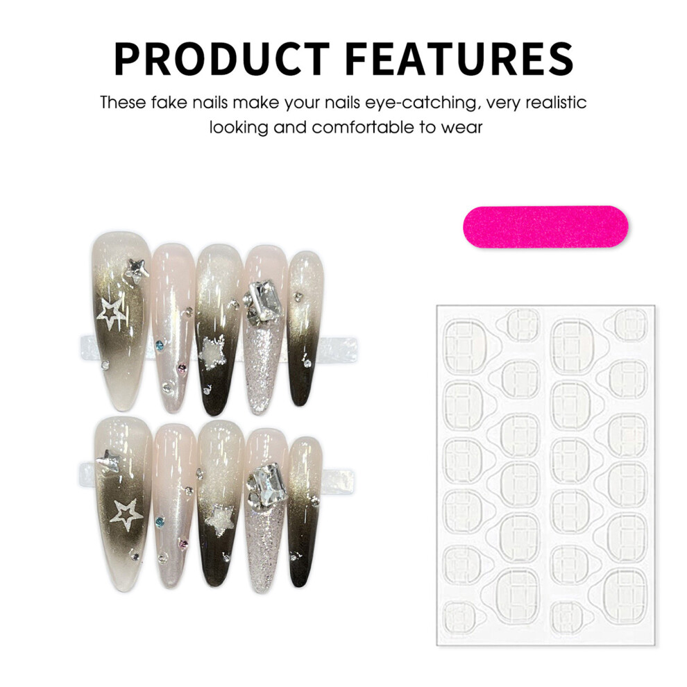 Dachuang Beauty (1170 Fine Dog, L) 10Pcs Glitter Rhinestone Fake Nails For Girls
