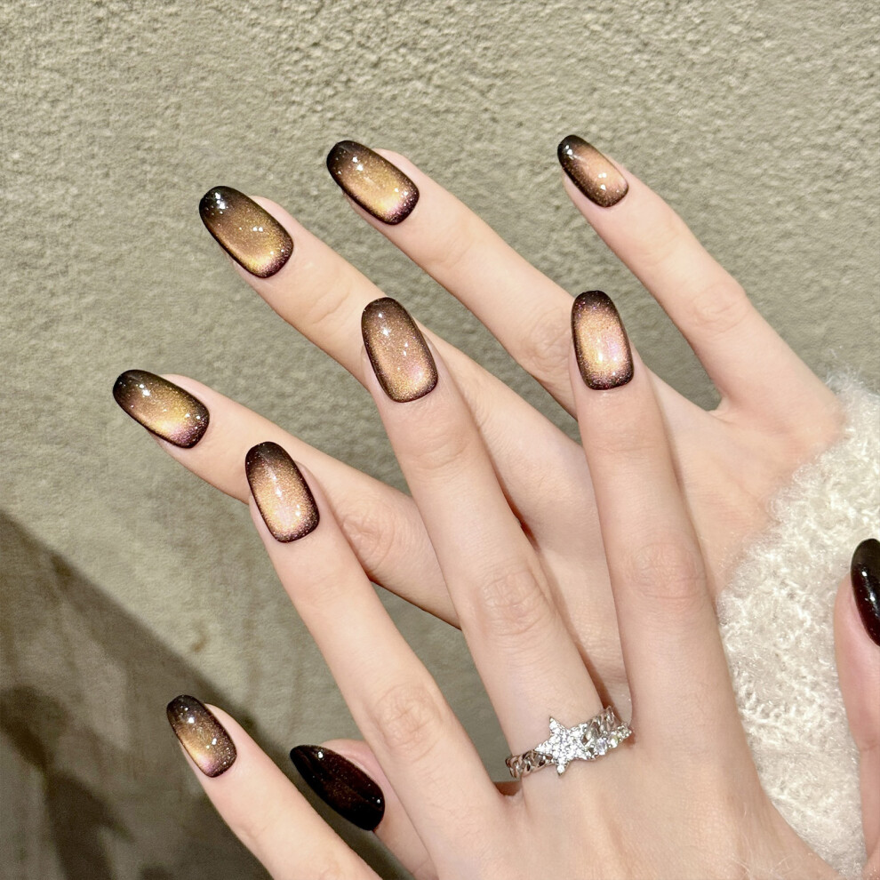 Dachuang Beauty Brown (M) Ombre Glitter Press On Nails