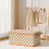 Fabric Storage Box with Lid, Brown/White Square Cloth Bin for Clothes, Foldable Wardrobe Organizer 2