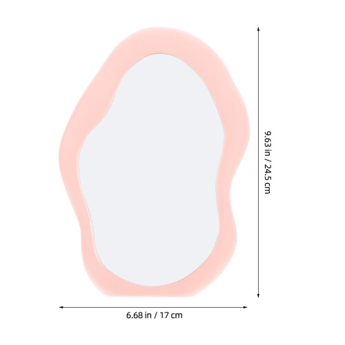 Pink Makeup Mirror with Wavy Frame Desktop Vanity 1