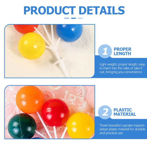 stk. assorterede farvede ballon-cupcake-pinde dekorative bagepynt 1
