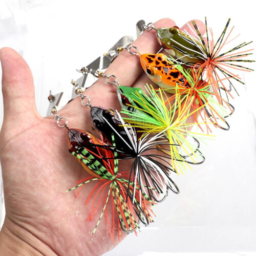 Δόλωμα ψαρέματος Spinnerbait Frog για στόχευση, μαύρο με R3U1Rotati D1P0 1