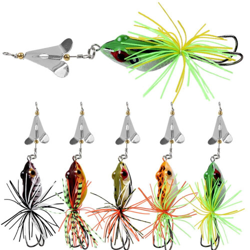 Δόλωμα ψαρέματος Spinnerbait Frog για στόχευση, μαύρο με R3U1Rotati D1P0 2