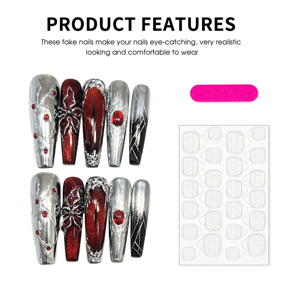 Zhouq-Outdoors (1153, Xs) Gothic Cat Eye Press On Nails - 10Pcs