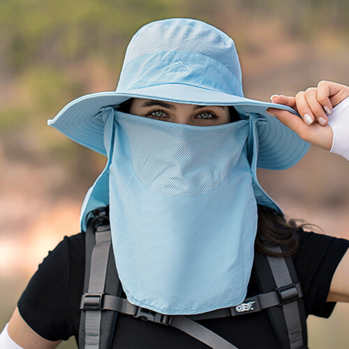(Blue) Chapeau UV avec Masque, Séchage Rapide 1