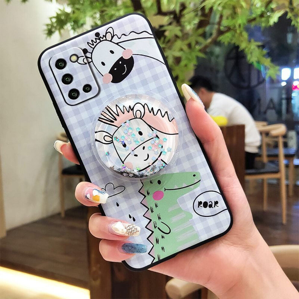 Cute Quicksand Phone Case For Samsung Galaxy A03s/Sm-A037g Â Rotatable Kickstand, Anti-Knock, Waterproof, Cartoon Design 9493189673508