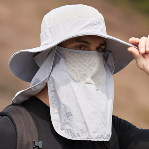 (Light Grey) UV Sun Hat Quick Dry Mask Bucket Hat 1