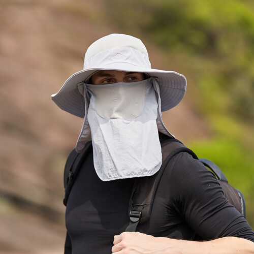(Light Grey) UV Sun Hat Quick Dry Mask Bucket Hat 2
