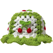 Bob fraise pour femme, chapeau fraise des bois, joli chapeau fraise rose tricoté à volants, idéal pour l'automne et l'hiver