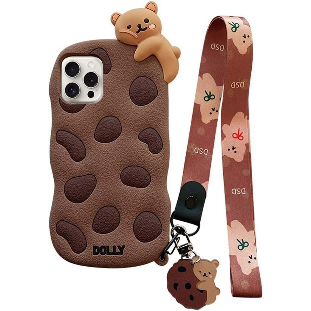 Cute Khaki Bear Phone Case With Strap & Keychain, Soft Silicone Shockproof, Compatible With Iphone 15 Pro Max 9193271209195