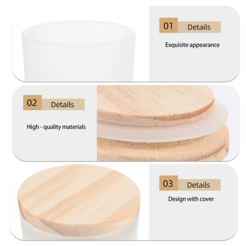 White Glass Candle Container Simple Design 2 Pcs 1