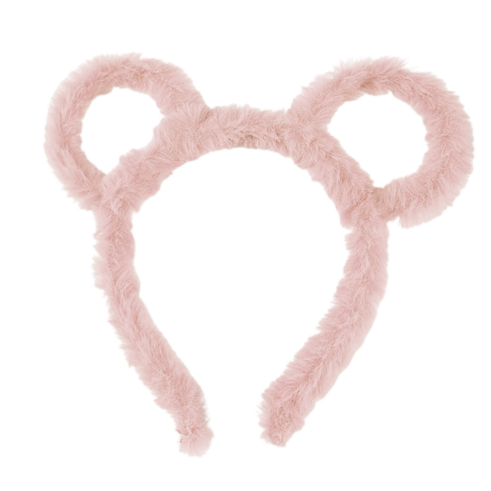 Unisex Women Winter Thick Plush Headband Round Mouse Bear Ears Makeup Hair Hoop Bandana