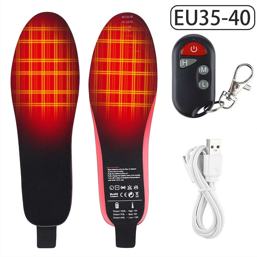 Rechargeable Heated Insoles, 3-Heat Levels, Full-Foot Warmth, Cut-to-Fit, Compatible with Most Shoes