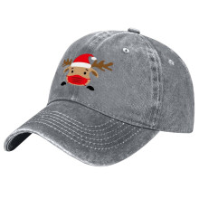 Unisex Retro Washed Christmas Hat,Christmas Hat With Reindeer Design,Adjustable Sun Hat,Perfect For Christmas New Year Celebrations