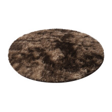 Shaggy Brown Circular Area Rug Non-Slip Plush 31.5 Inch