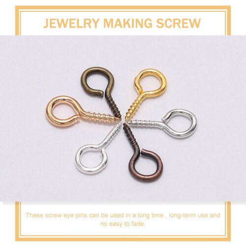 Mini Screw Hooks Eye Pin Hook Multi-colored 600pcs 0.1x0.4x0.8in 1