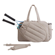 Sac de sport moderne pour femmes et hommes, rembourré, avec rangement pour raquettes, poches latérales à accès rapide et bandoulière réglable.