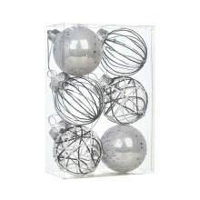 6PCS 2.36" Clear Fillable Christmas Ball Ornaments, Shatterproof DIY Transparent Baubles for Tree Decor (Silver)