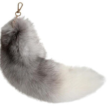 Grote sleutelhanger met nepbonten staart voor dames – vossen-/wasbeerstijl, tashanger, autosleutelhanger, cosplaydecoratie (compatibel met alle