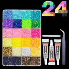 24-Compartment Storage Box Resin Flat-Bottom Drill for Nails Face Eye Makeup Tumblers Bottles Crafts Shoes Phones