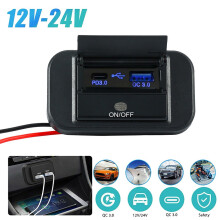 Dual USB Car Charger Socket 12V/24V USB Charging Outlet Power Adapter QC3.0+PD3.0 Car Fast Charger Sockets Power Outlet Panel
