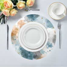 15.4" Round Placemat Set of 1 Polyester Fabric Place Mats Non-Slip Dining Kitchen Table Mats for Kitchen Party Decor Watercolor Ink Splashes Pattern