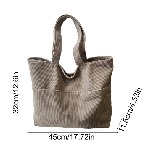 Manšestrová taška na zip – šedá, 45x32cm 2