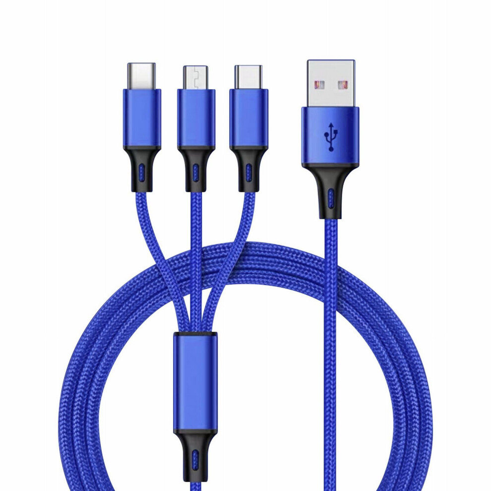 Usb3 Extension 15Ft 3In1 Fast Usb Charging Universal Function Cell Phone Charger Cord Android Auto Blue/Red/Black 9130661091893